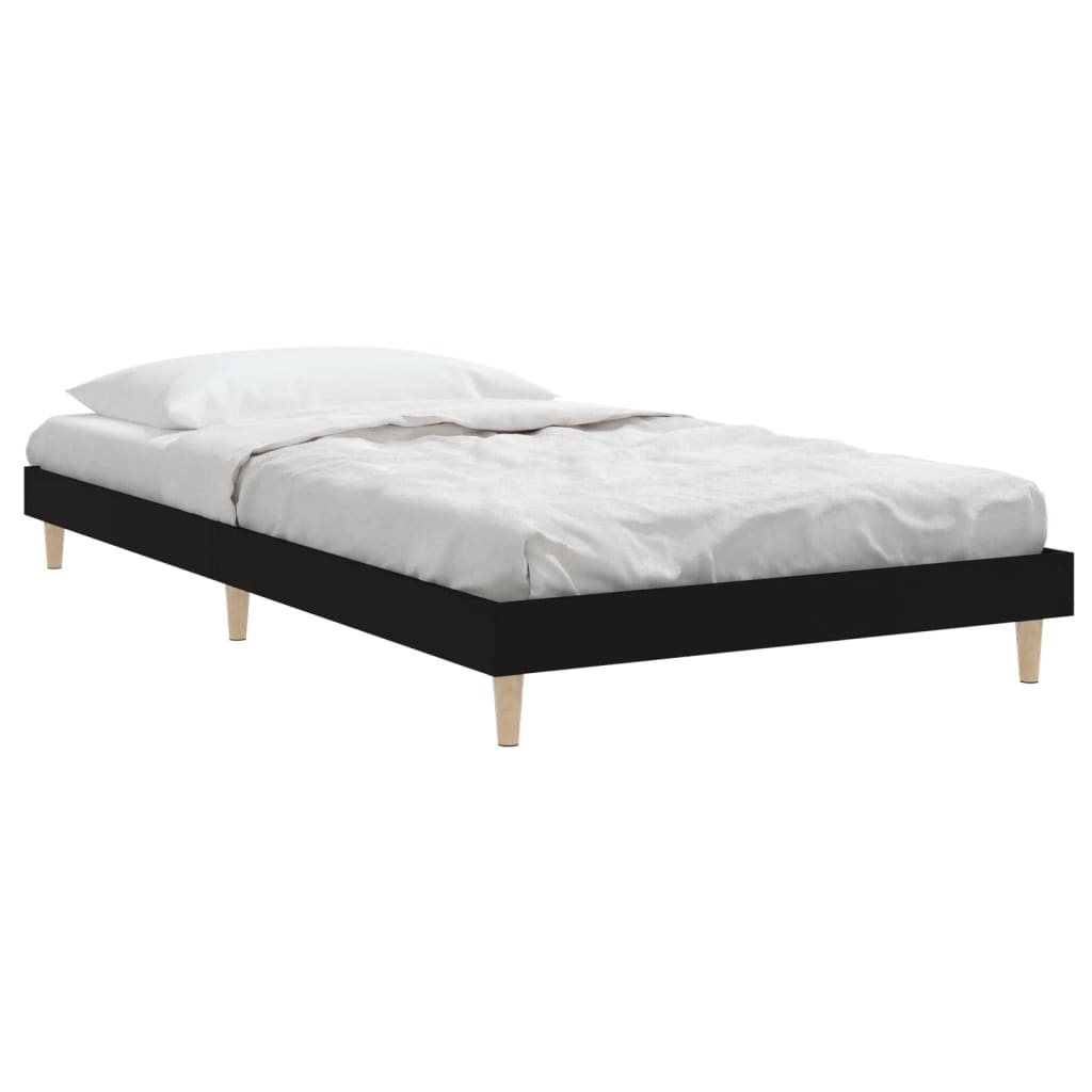 Bed Frame Black 92x187 cm Single Size Engineered Wood