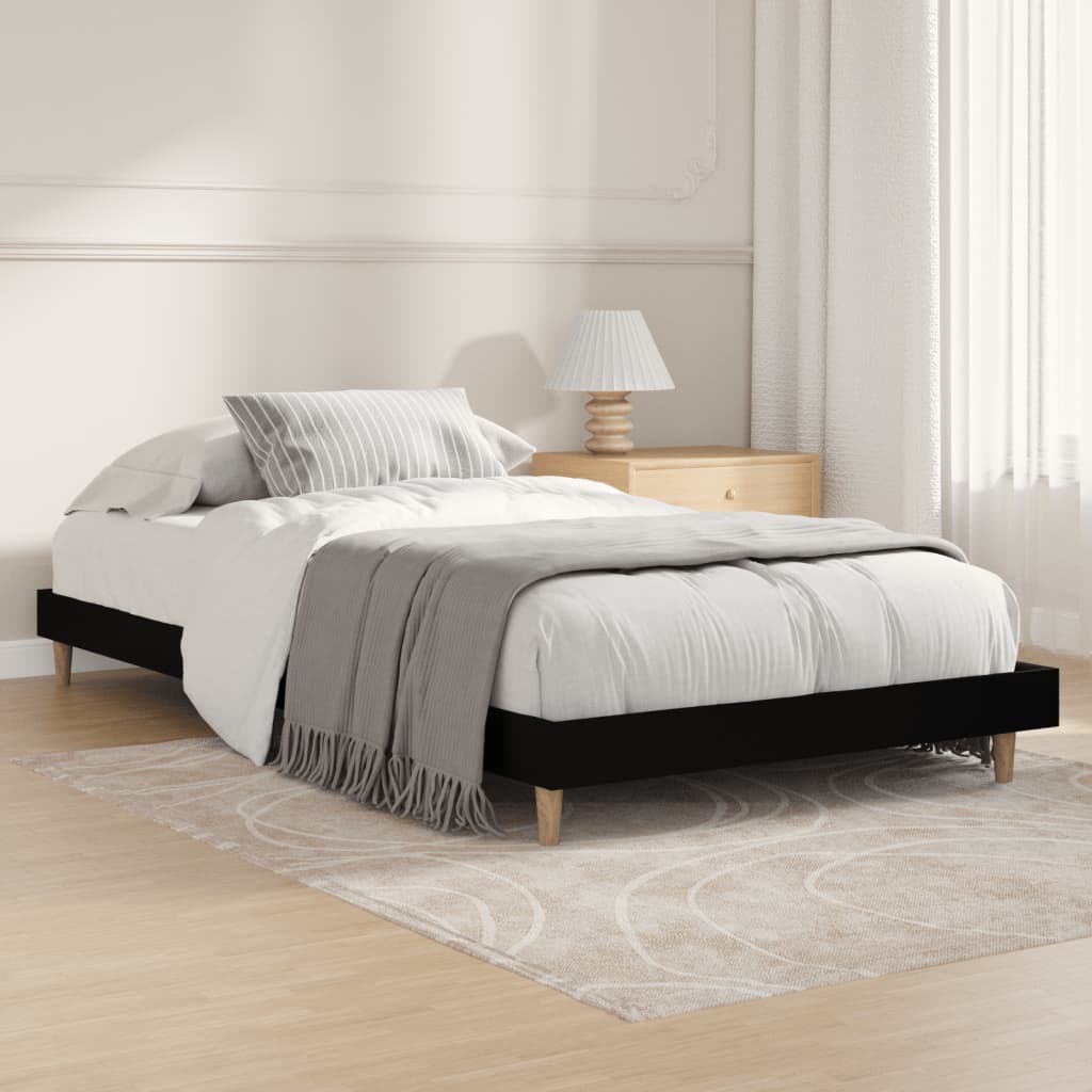 Bed Frame Black 92x187 cm Single Size Engineered Wood