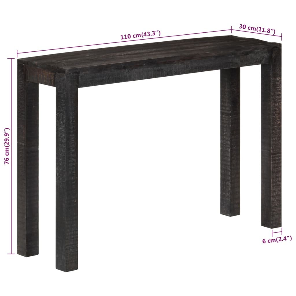 Console Table Black 110x30x76 cm Solid Wood Mango