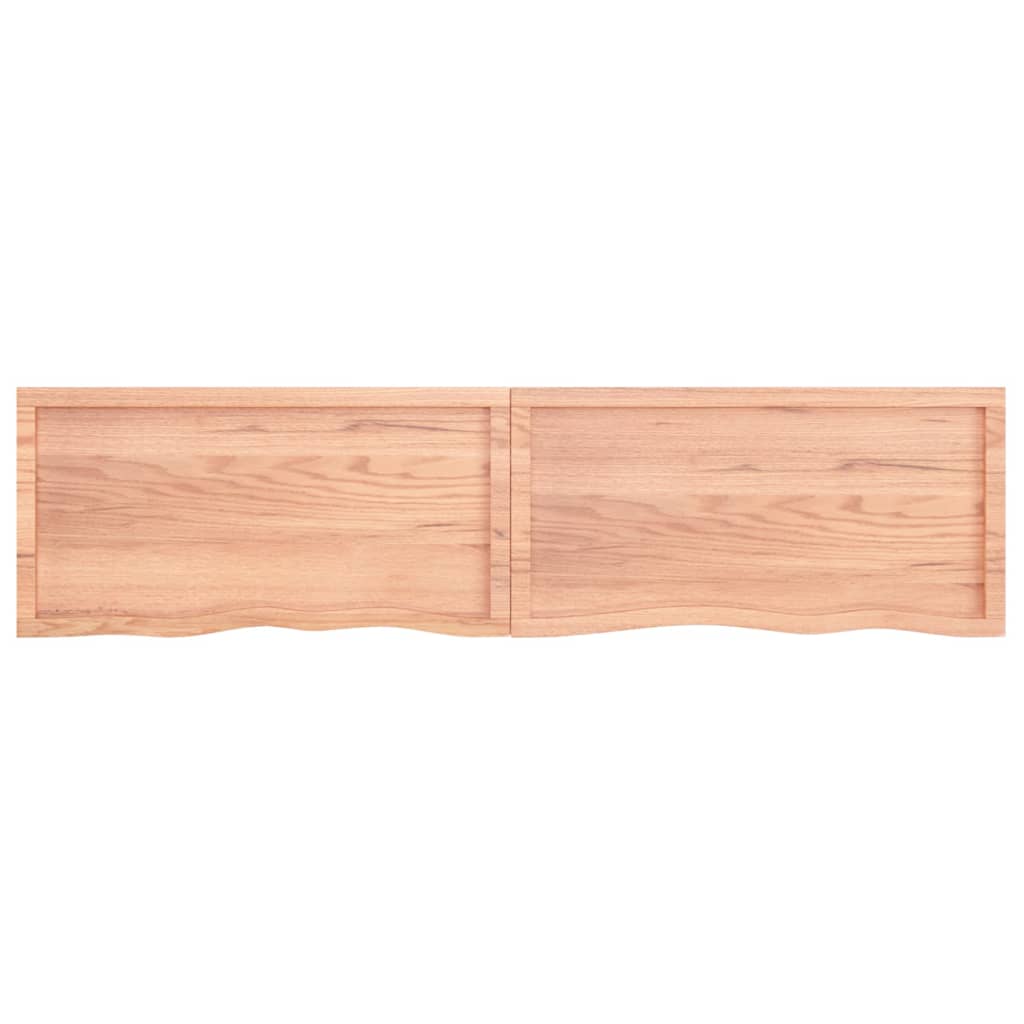 Wall Shelf Light Brown 200x50x(2-4) cm Treated Solid Wood Oak