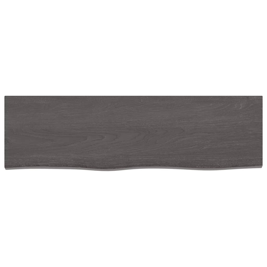 Wall Shelf Dark Brown 100x30x2 cm Treated Solid Wood Oak