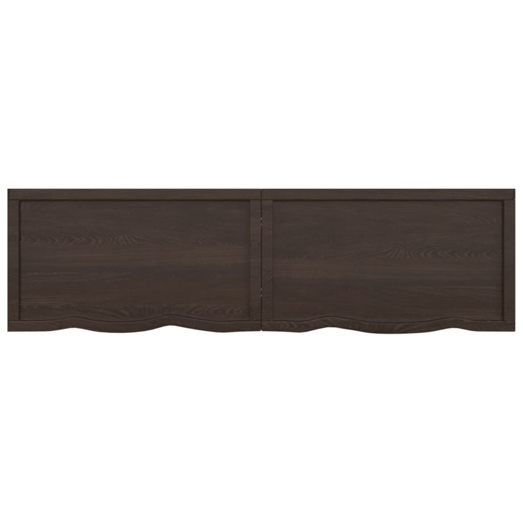 Wall Shelf Dark Brown 180x50x(2-4) cm Treated Solid Wood Oak