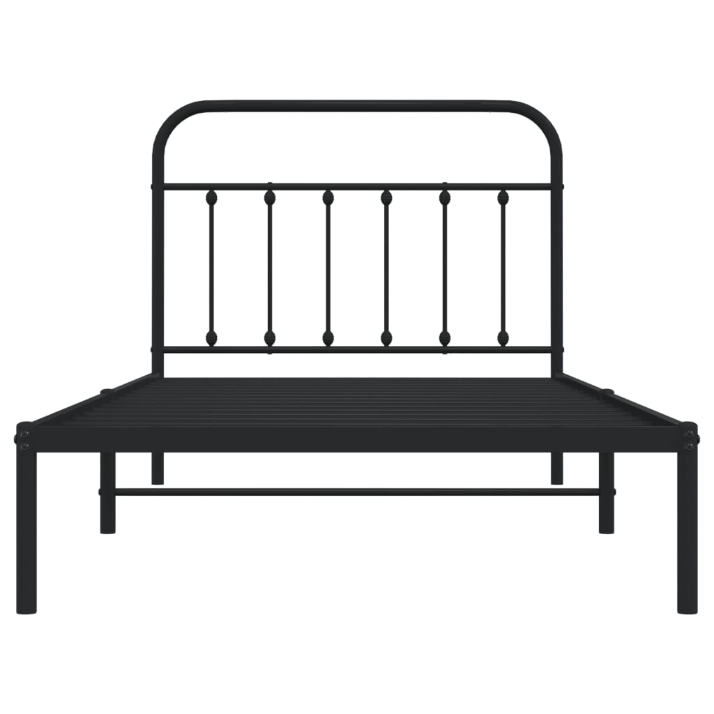 Metal Bed Frame with Headboard Black 106x203 cm King Single Size