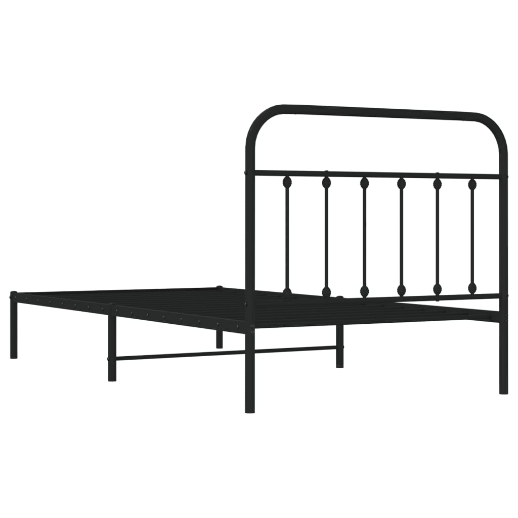 Metal Bed Frame with Headboard Black 106x203 cm King Single Size