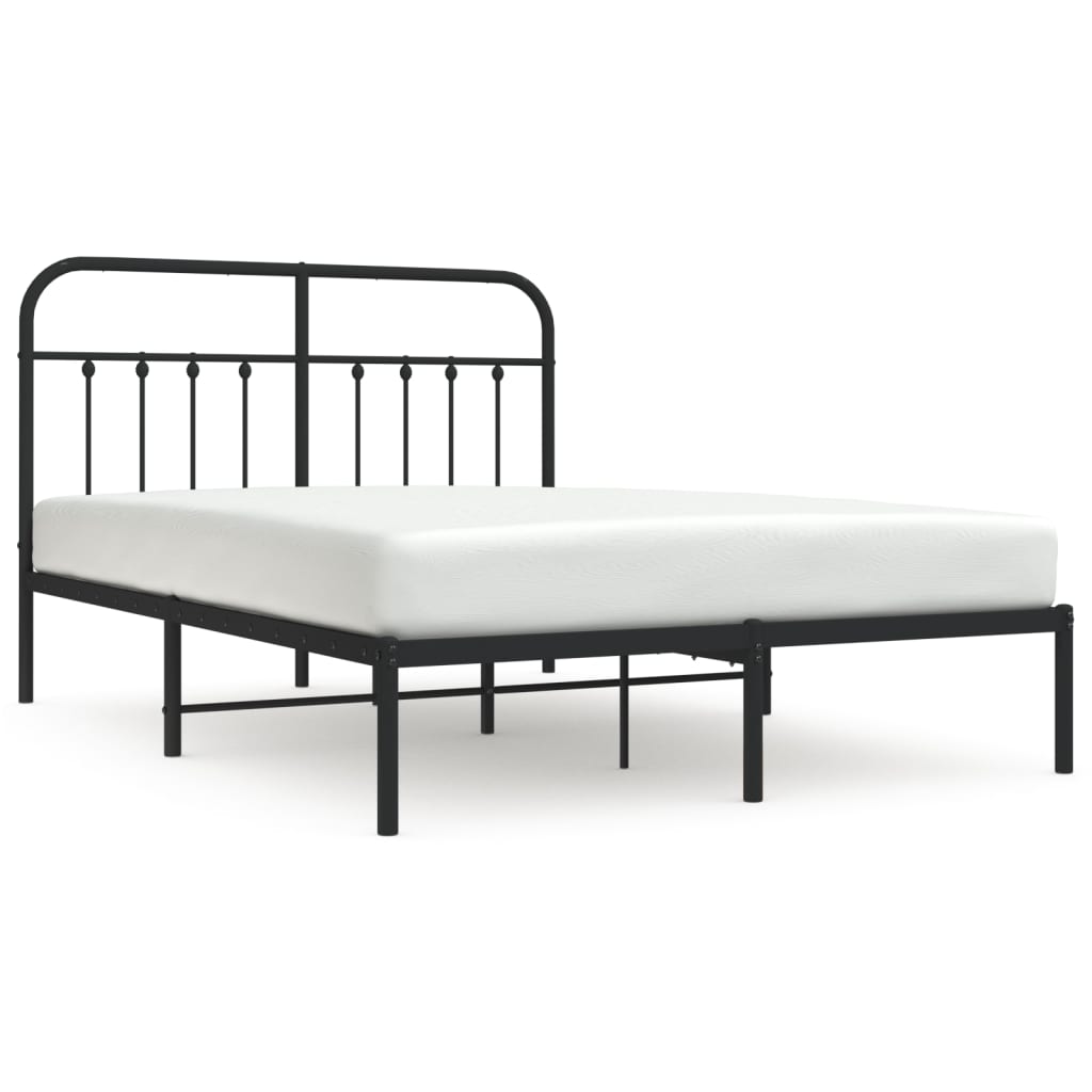 Metal Bed Frame with Headboard Black 153x203 cm Queen Size