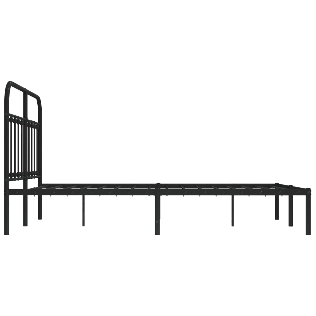 Metal Bed Frame with Headboard Black 153x203 cm Queen Size