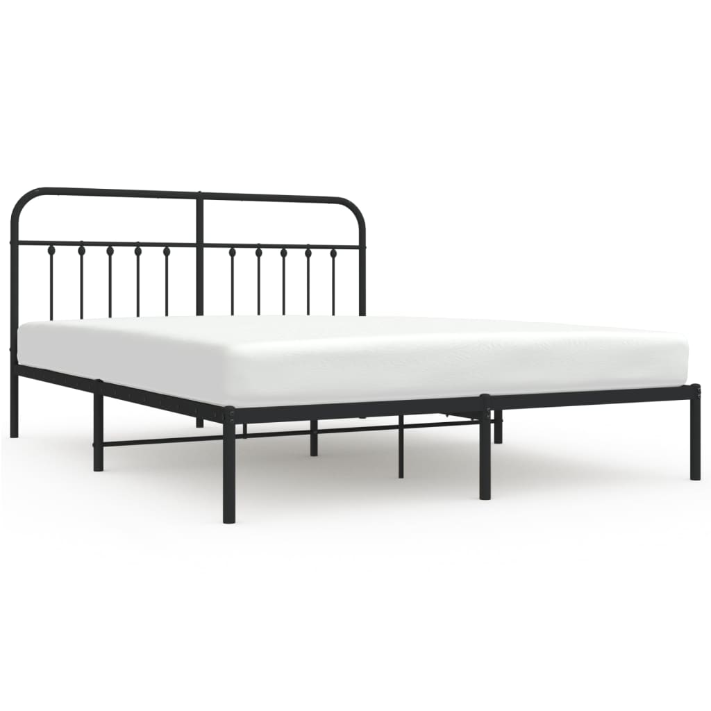 Metal Bed Frame with Headboard Black 183x203 cm King Size