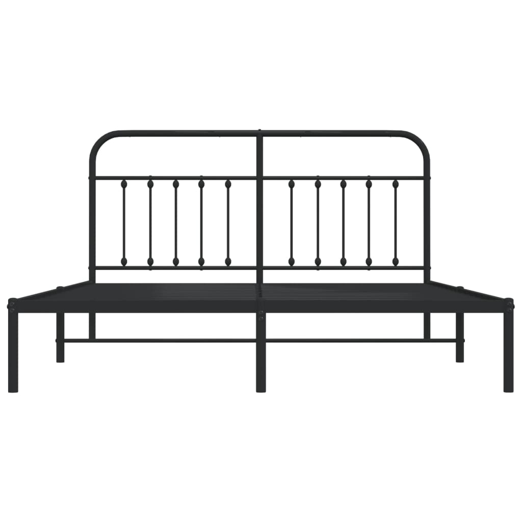 Metal Bed Frame with Headboard Black 183x203 cm King Size