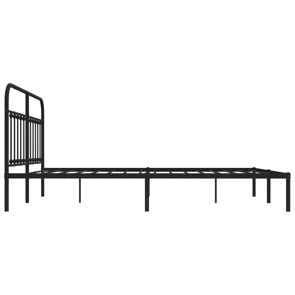 Metal Bed Frame with Headboard Black 183x203 cm King Size