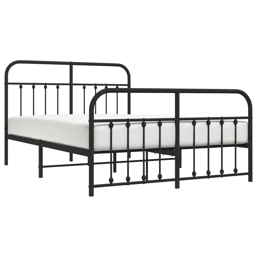 Metal Bed Frame with Headboard and Footboard Black 153x203 cm Queen Size