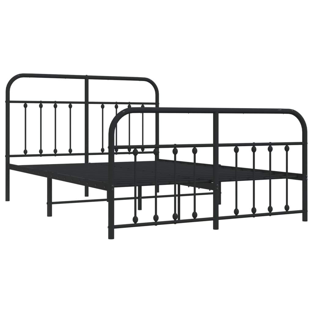 Metal Bed Frame with Headboard and Footboard Black 153x203 cm Queen Size