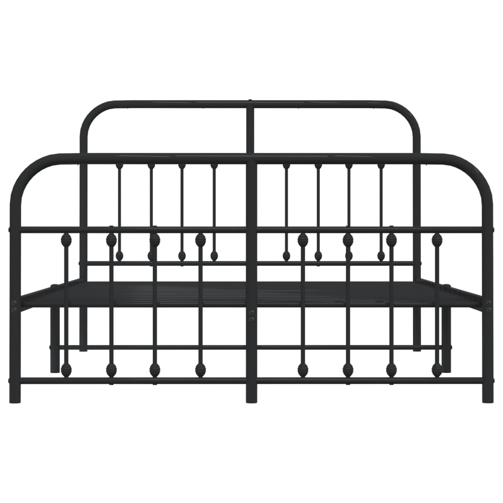 Metal Bed Frame with Headboard and Footboard Black 153x203 cm Queen Size