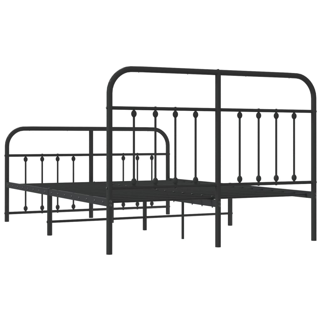 Metal Bed Frame with Headboard and Footboard Black 153x203 cm Queen Size