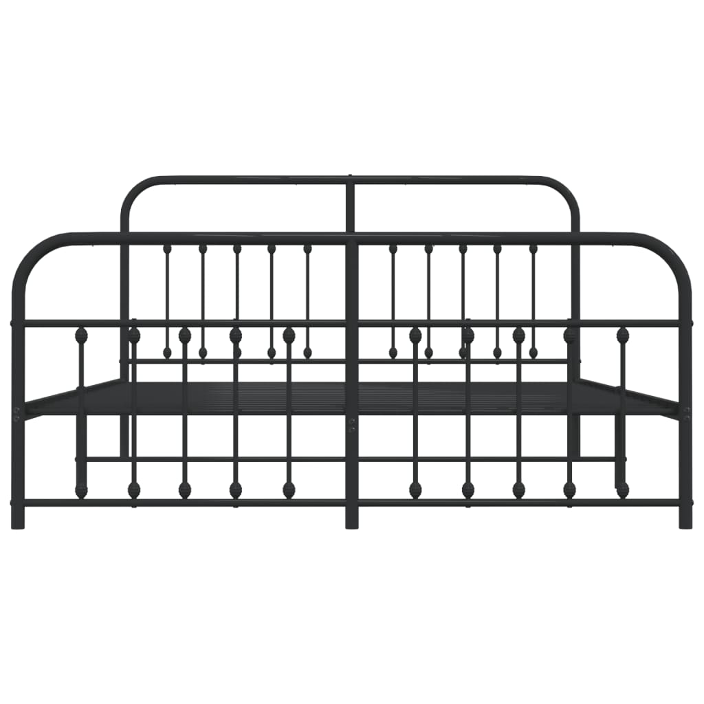 Metal Bed Frame with Headboard and Footboard Black 183x203 cm King Size