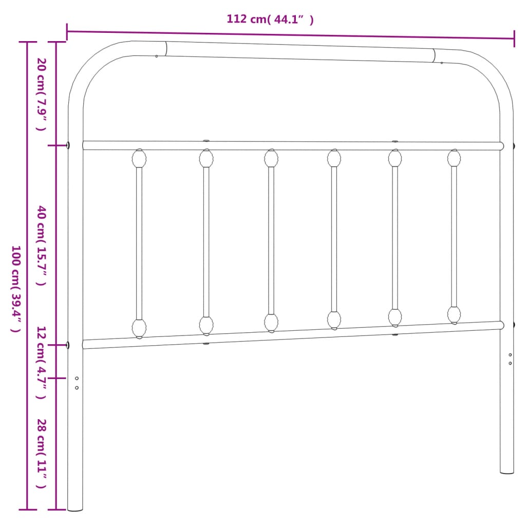 Metal Headboard Black 107 cm