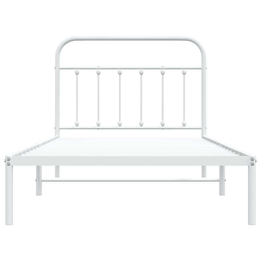 Metal Bed Frame with Headboard White 106x203 cm King Single Size