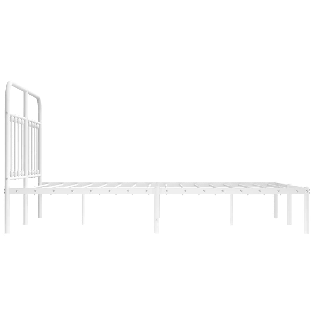 Metal Bed Frame with Headboard White 153x203 cm Queen Size