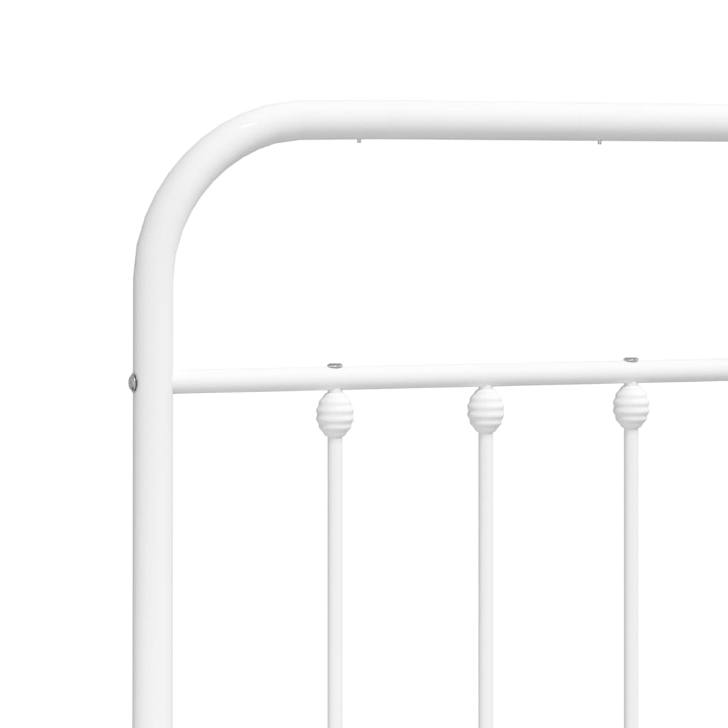 Metal Bed Frame with Headboard White 153x203 cm Queen Size