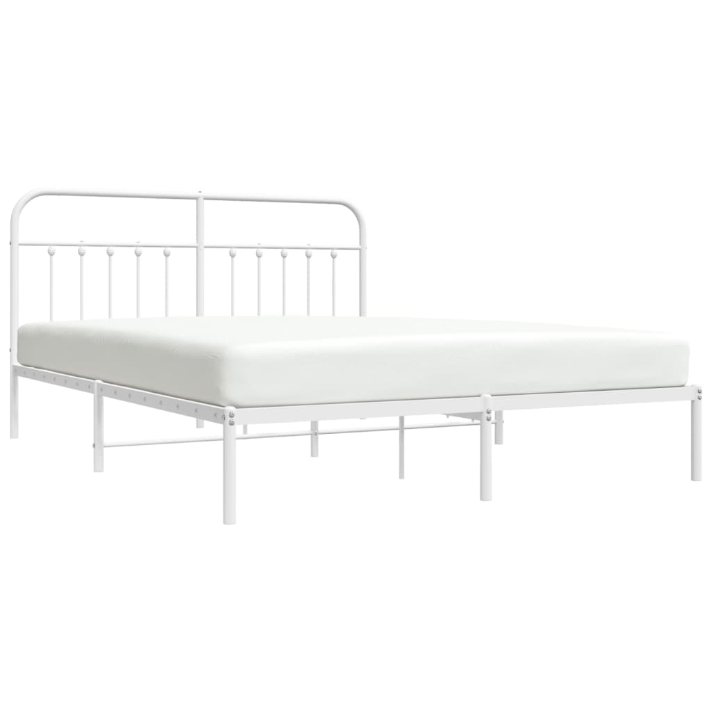 Metal Bed Frame with Headboard White 183x203 cm King Size