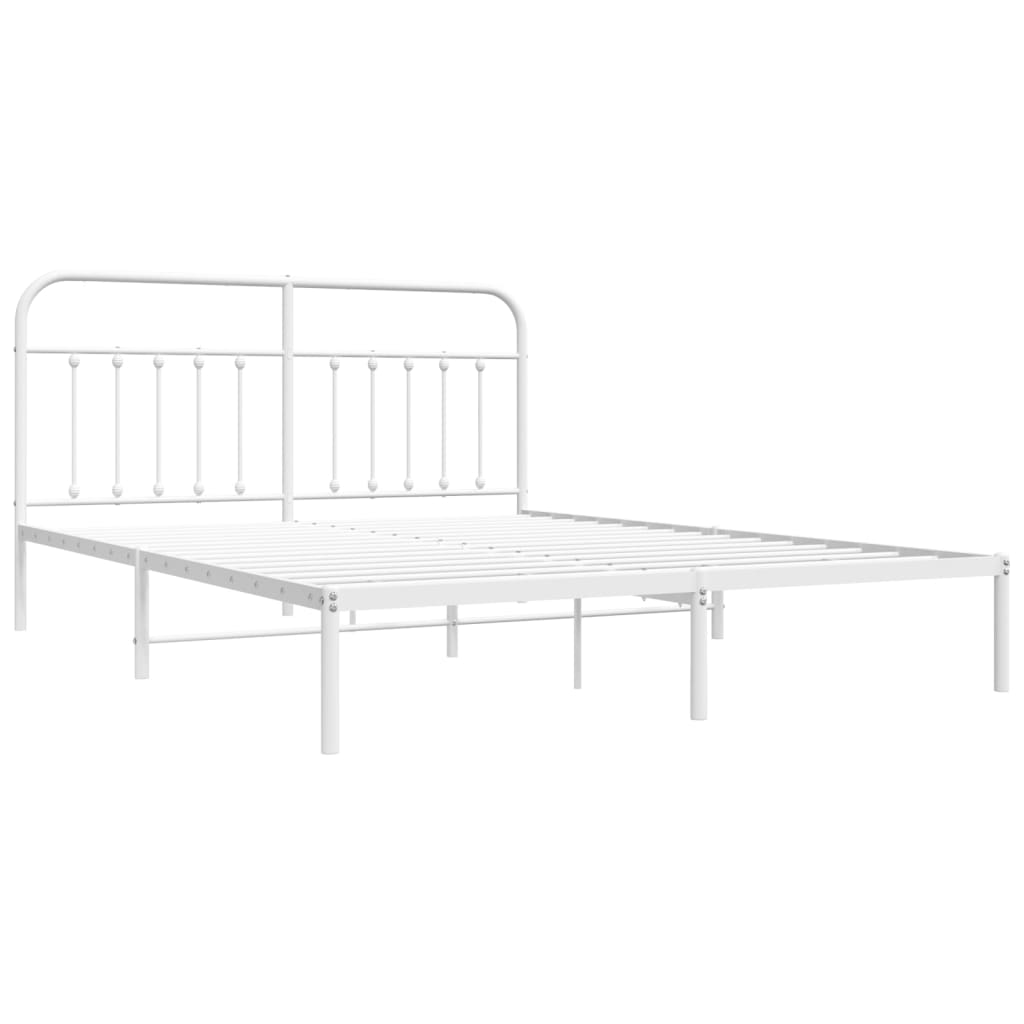 Metal Bed Frame with Headboard White 183x203 cm King Size