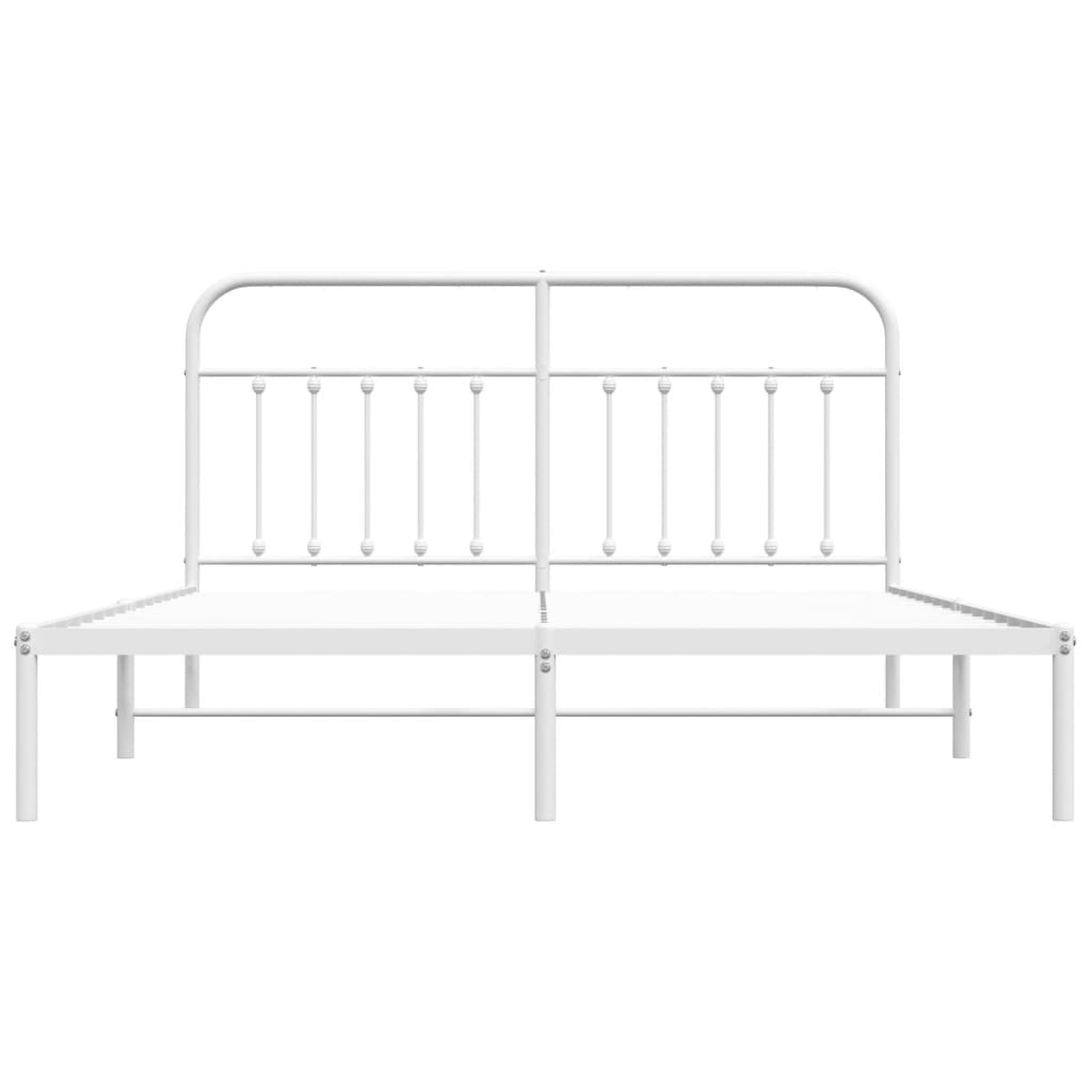 Metal Bed Frame with Headboard White 183x203 cm King Size