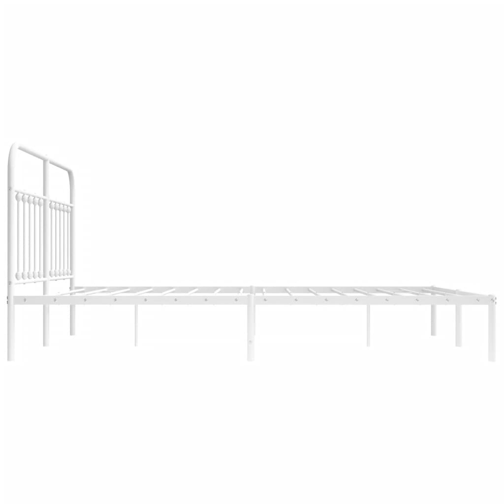 Metal Bed Frame with Headboard White 183x203 cm King Size