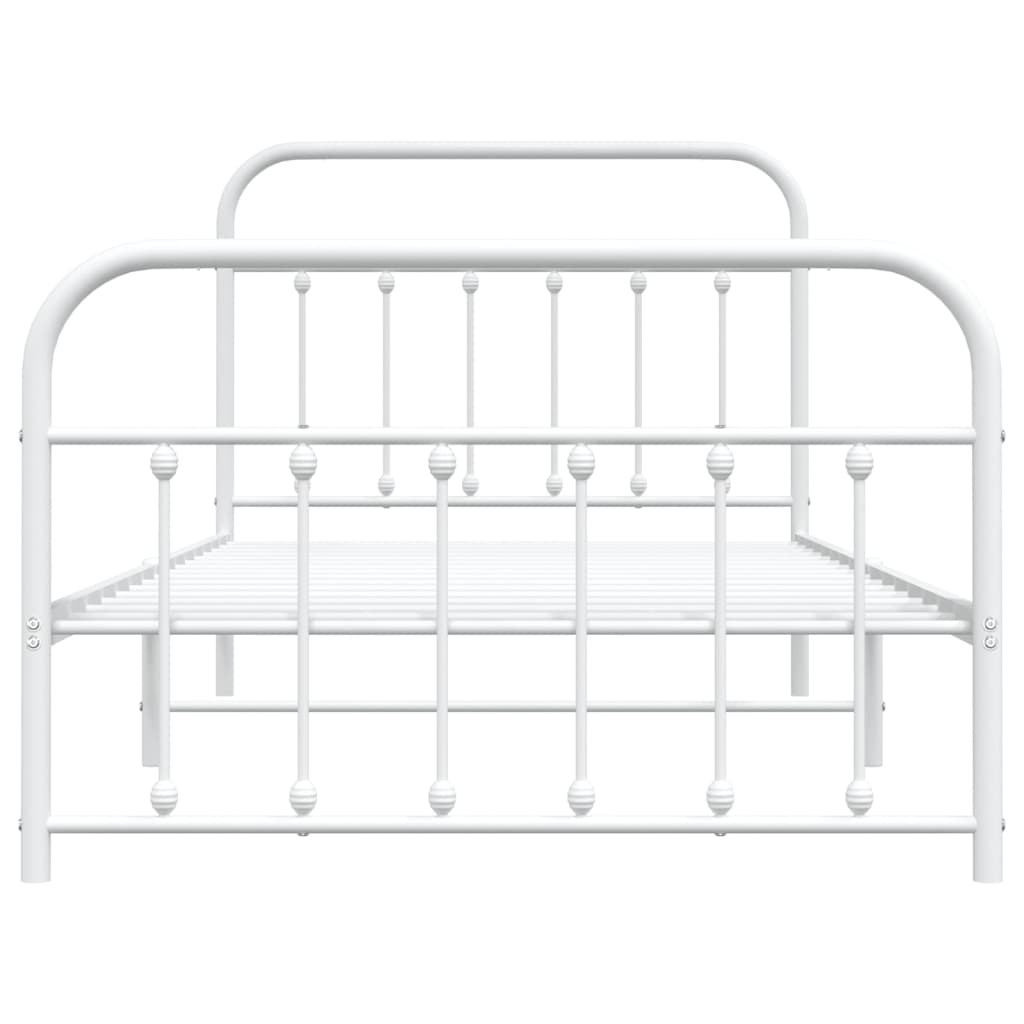 Metal Bed Frame with Headboard and Footboard White 106x203 cm King Single Size