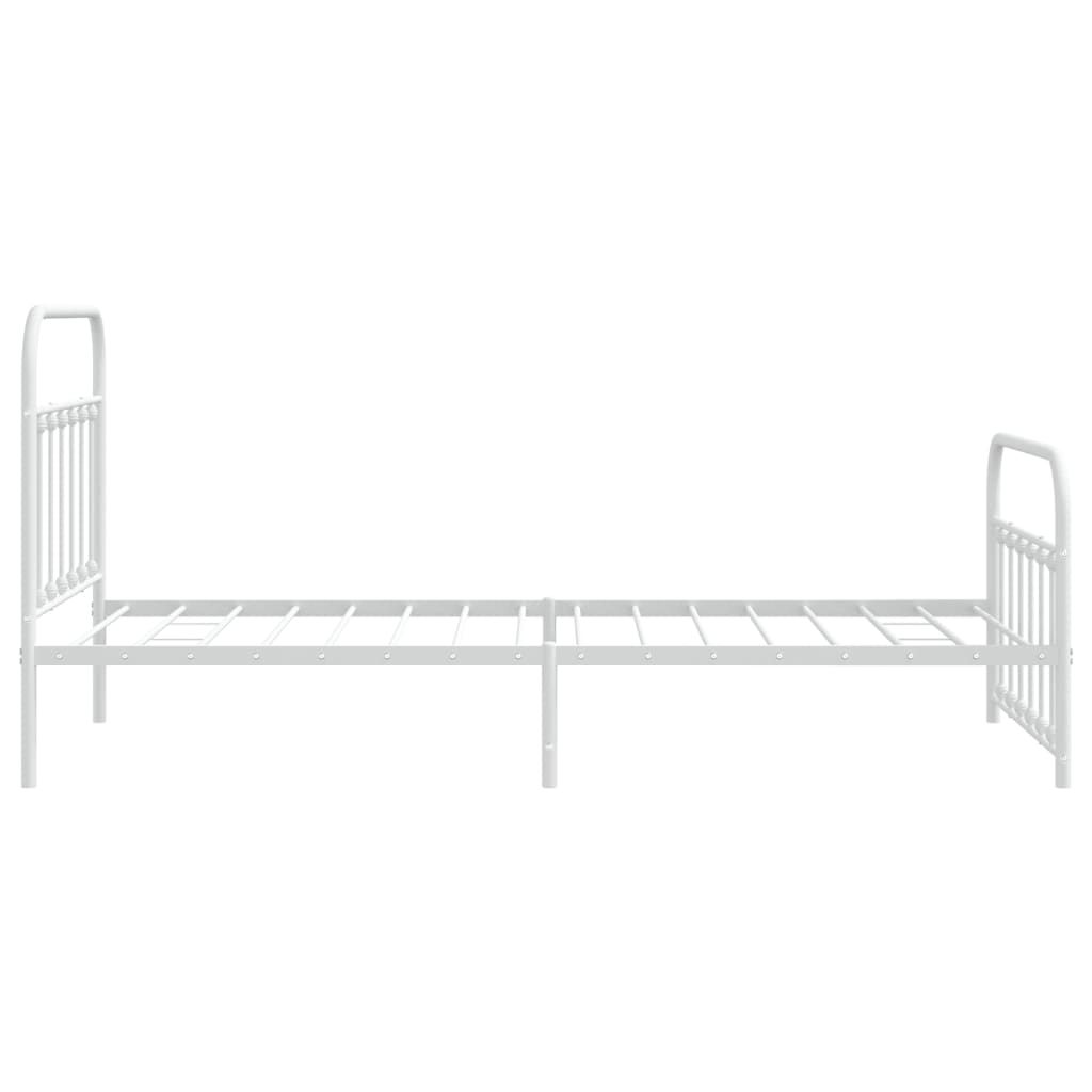 Metal Bed Frame with Headboard and Footboard White 106x203 cm King Single Size