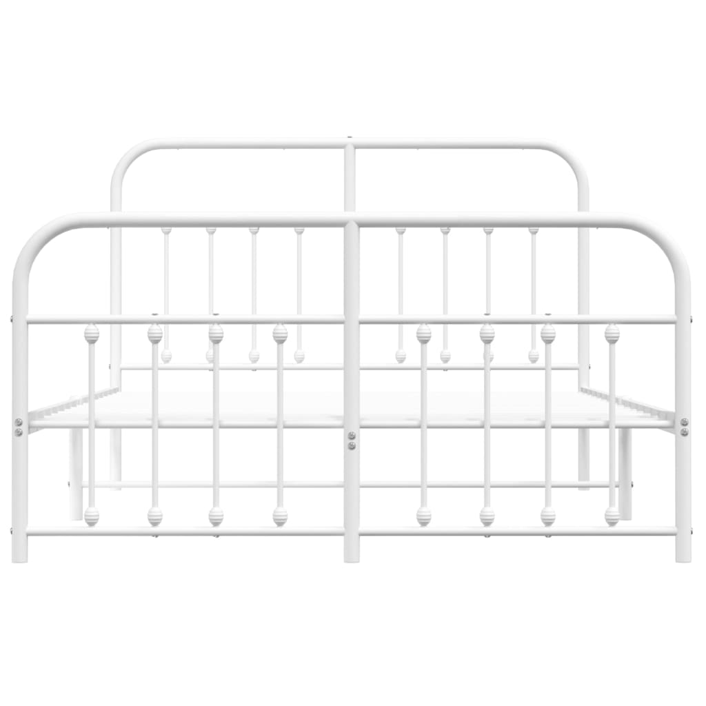 Metal Bed Frame with Headboard and Footboard White 153x203 cm Queen Size