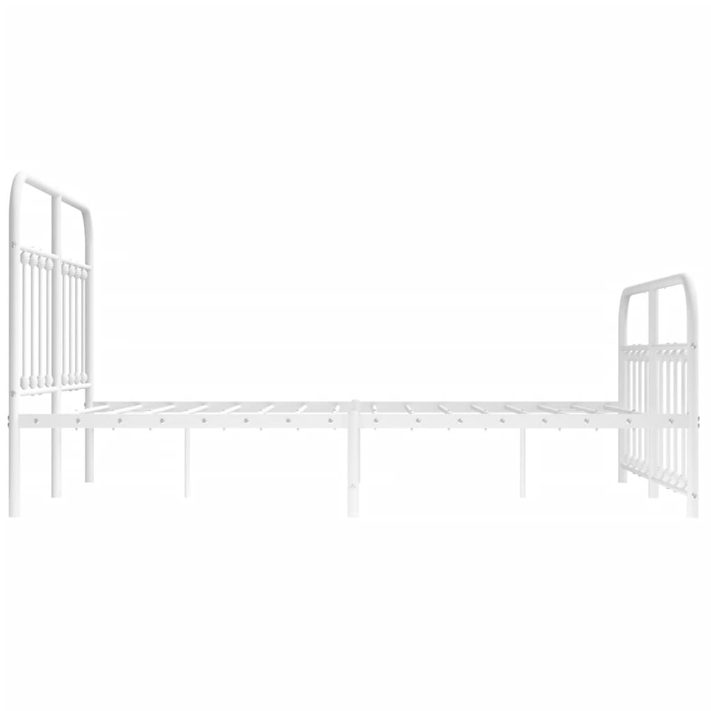 Metal Bed Frame with Headboard and Footboard White 153x203 cm Queen Size