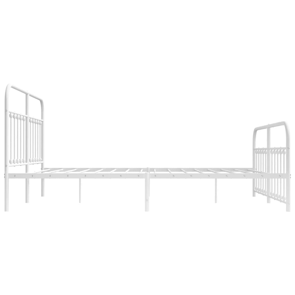 Metal Bed Frame with Headboard and Footboard White 183x203 cm King Size