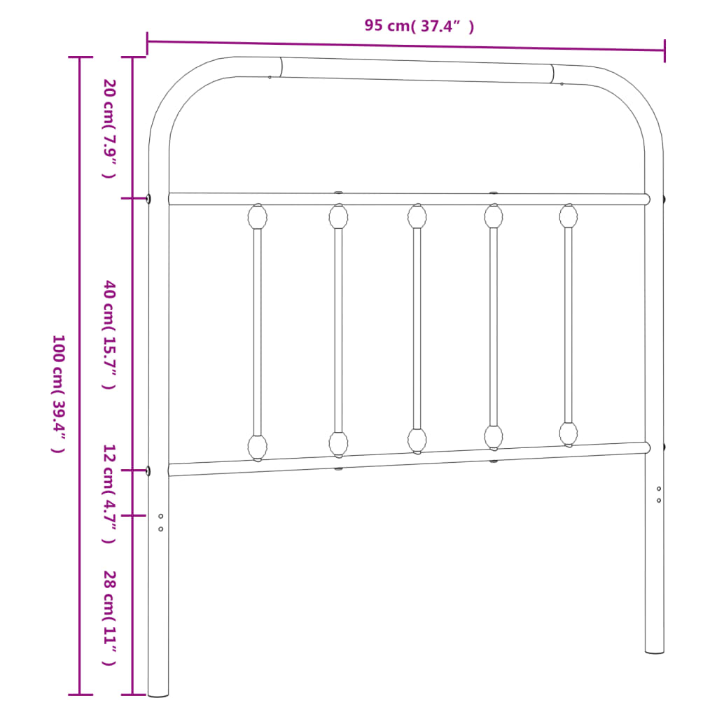 Metal Headboard White 90 cm