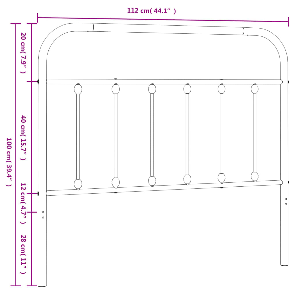 Metal Headboard White 107 cm