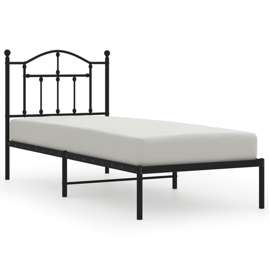 Metal Bed Frame with Headboard Black 92x187 cm Single Size