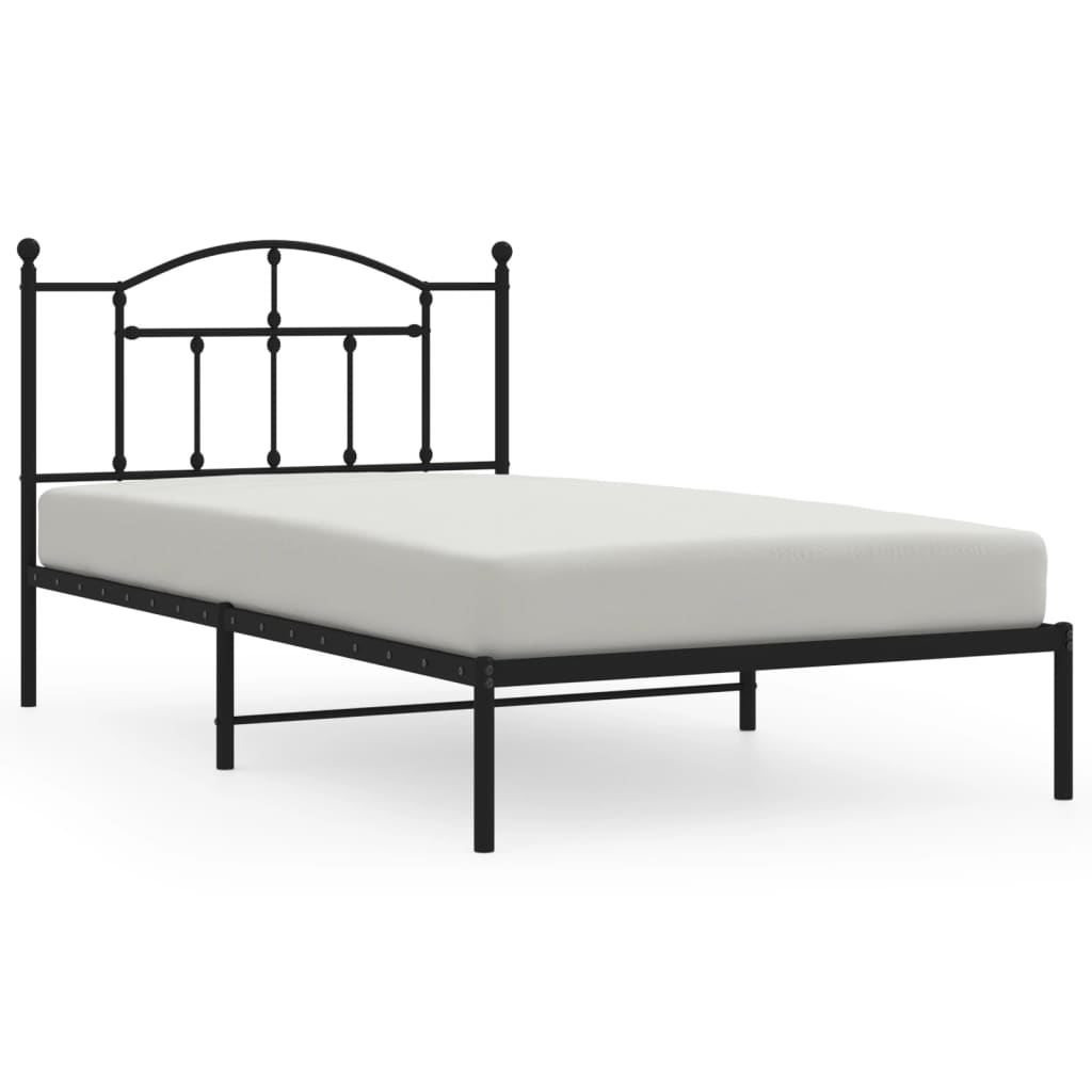 Metal Bed Frame with Headboard Black 107x203 cm King Single