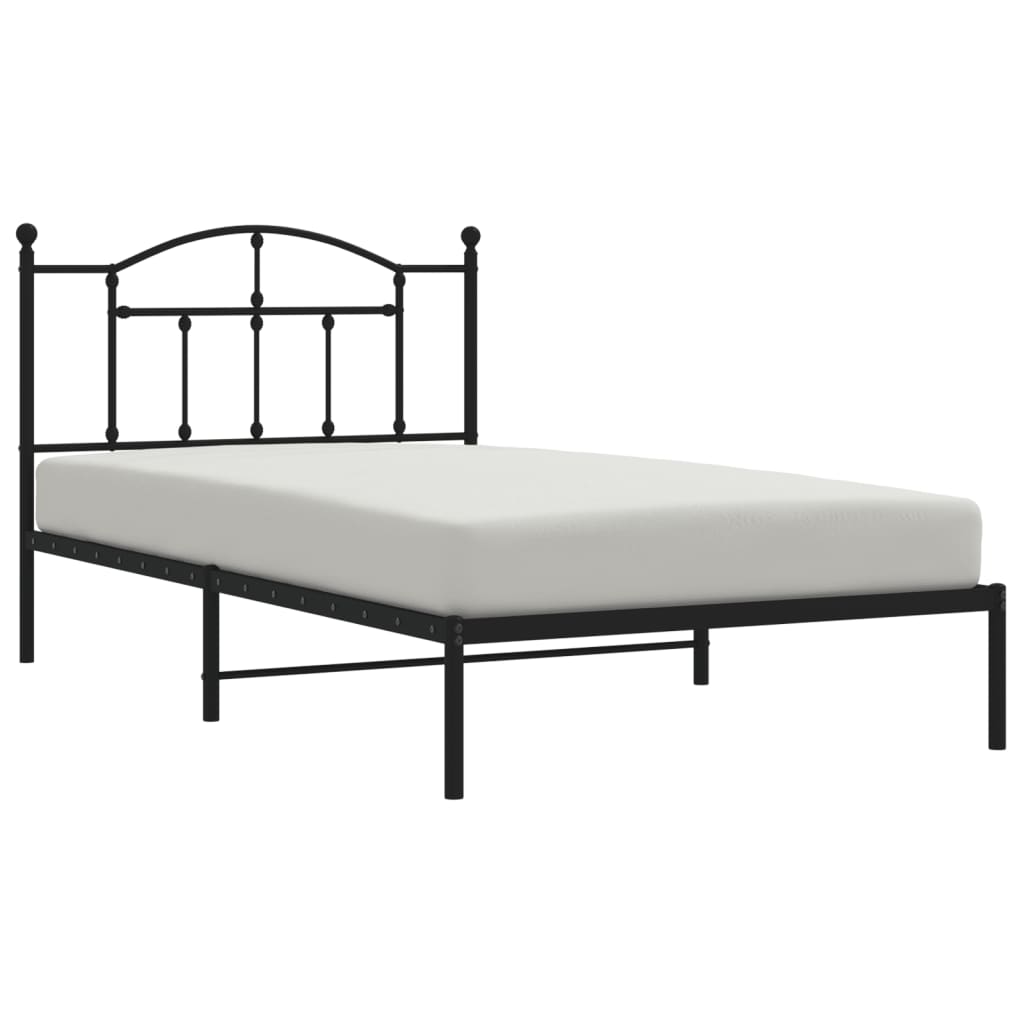 Metal Bed Frame with Headboard Black 107x203 cm King Single