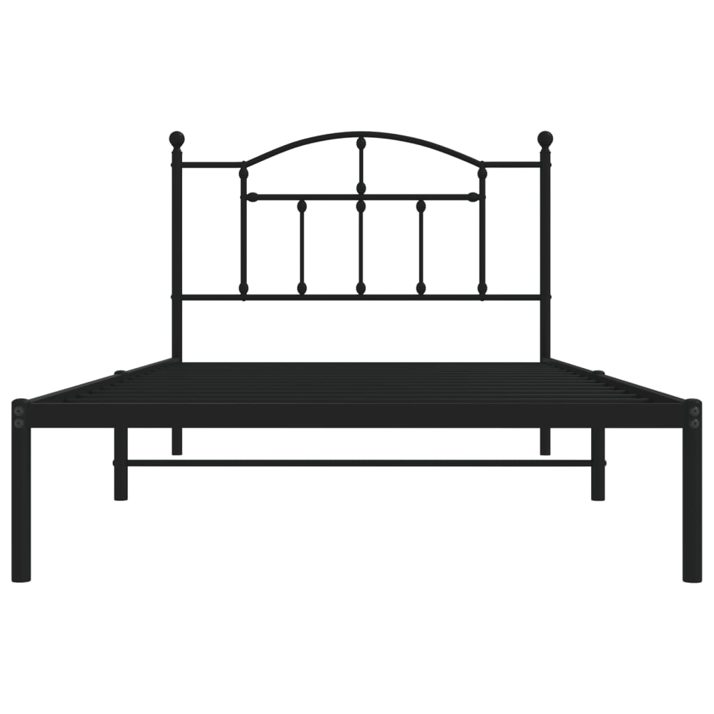 Metal Bed Frame with Headboard Black 107x203 cm King Single