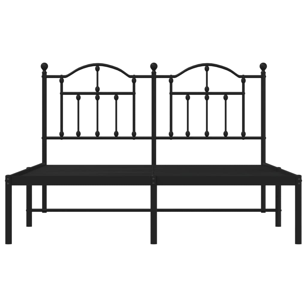 Metal Bed Frame with Headboard Black 153x203 cm Queen Size