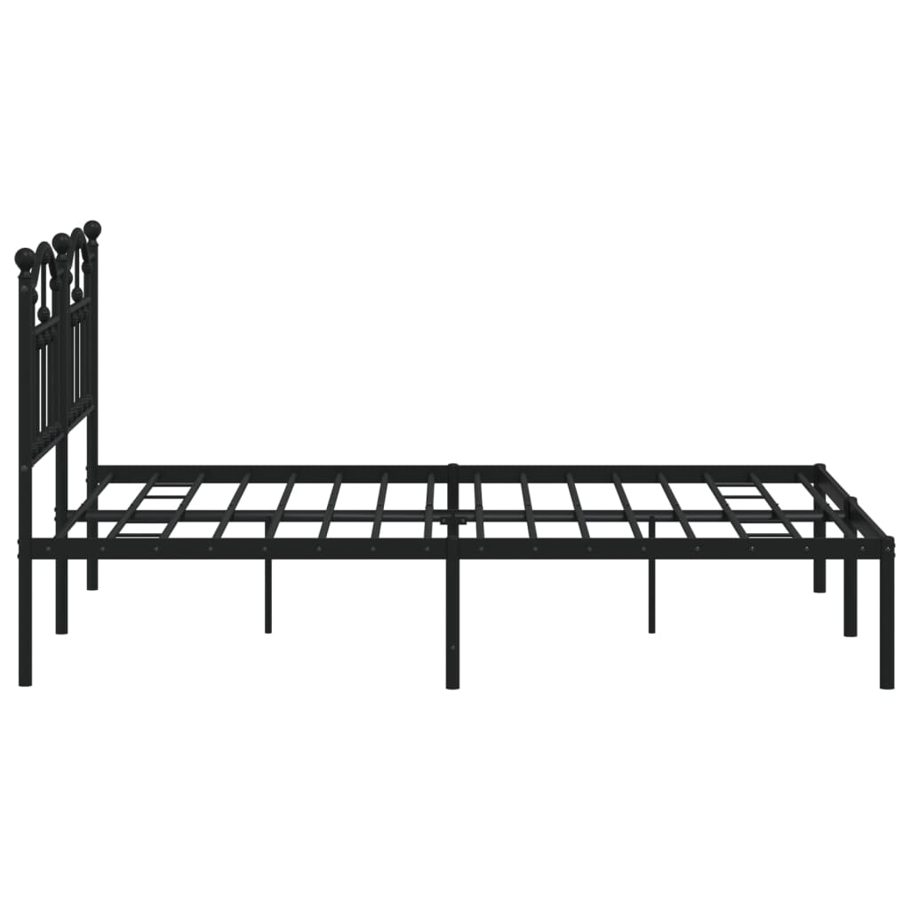 Metal Bed Frame with Headboard Black 153x203 cm Queen Size