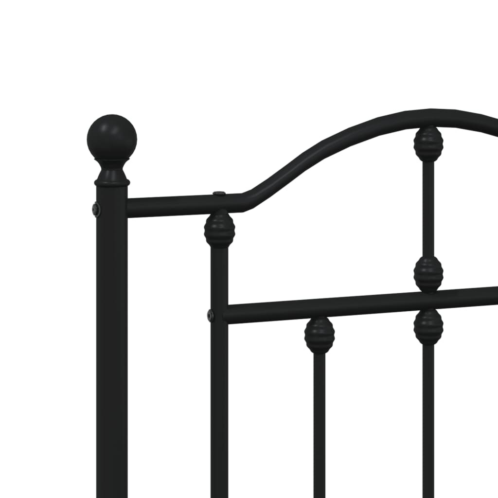 Metal Bed Frame with Headboard Black 153x203 cm Queen Size