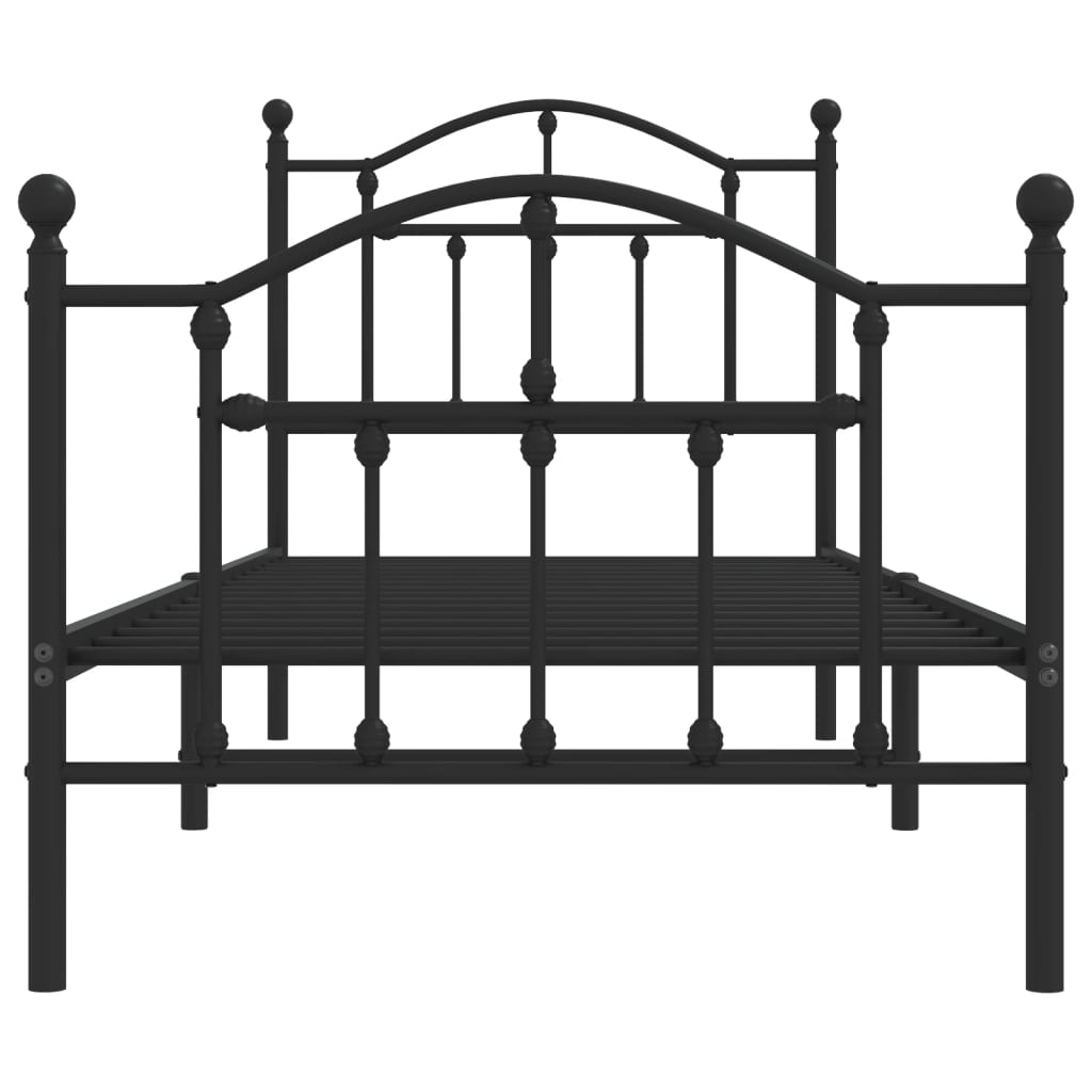 Metal Bed Frame with Headboard and Footboard Black 92x187 cm Single Size