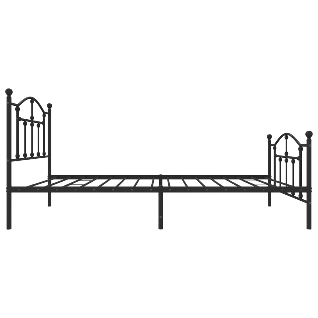 Metal Bed Frame with Headboard and Footboard Black 92x187 cm Single Size