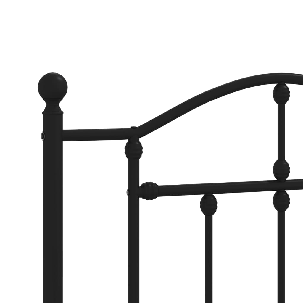 Metal Bed Frame with Headboard and Footboard Black 92x187 cm Single Size