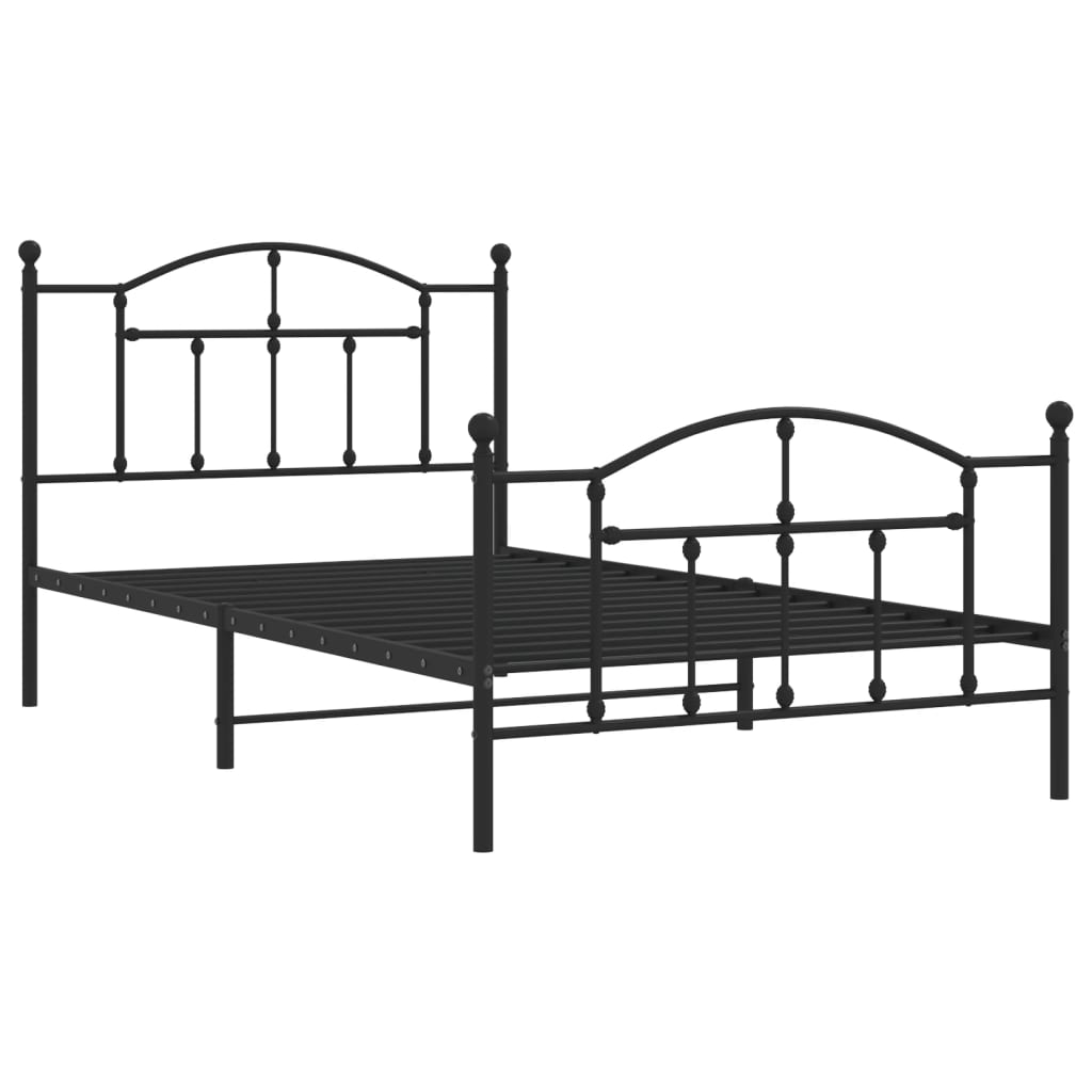 Metal Bed Frame with Headboard and Footboard Black 106x203 cm King Single Size