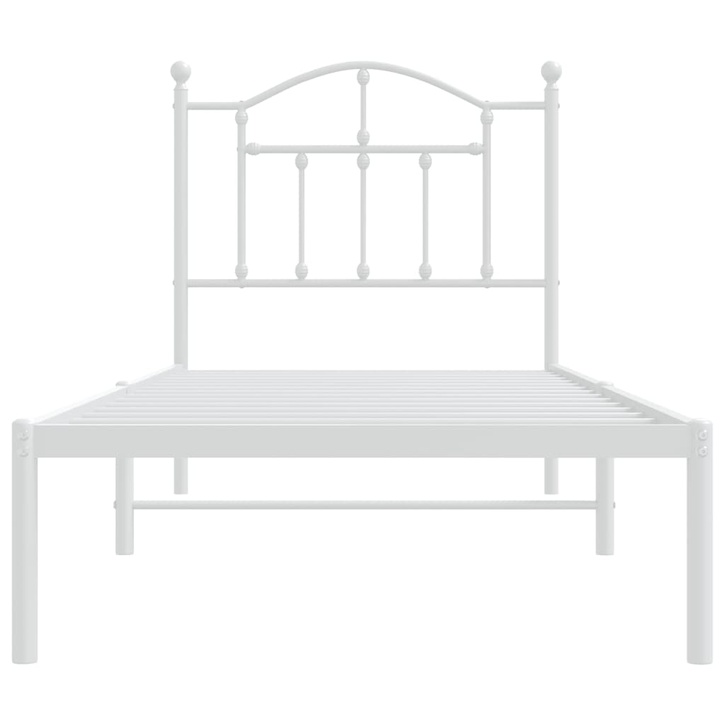 Metal Bed Frame with Headboard White 92x187 cm Single Size