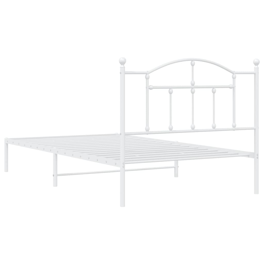 Metal Bed Frame with Headboard White 106x203 cm King Single Size