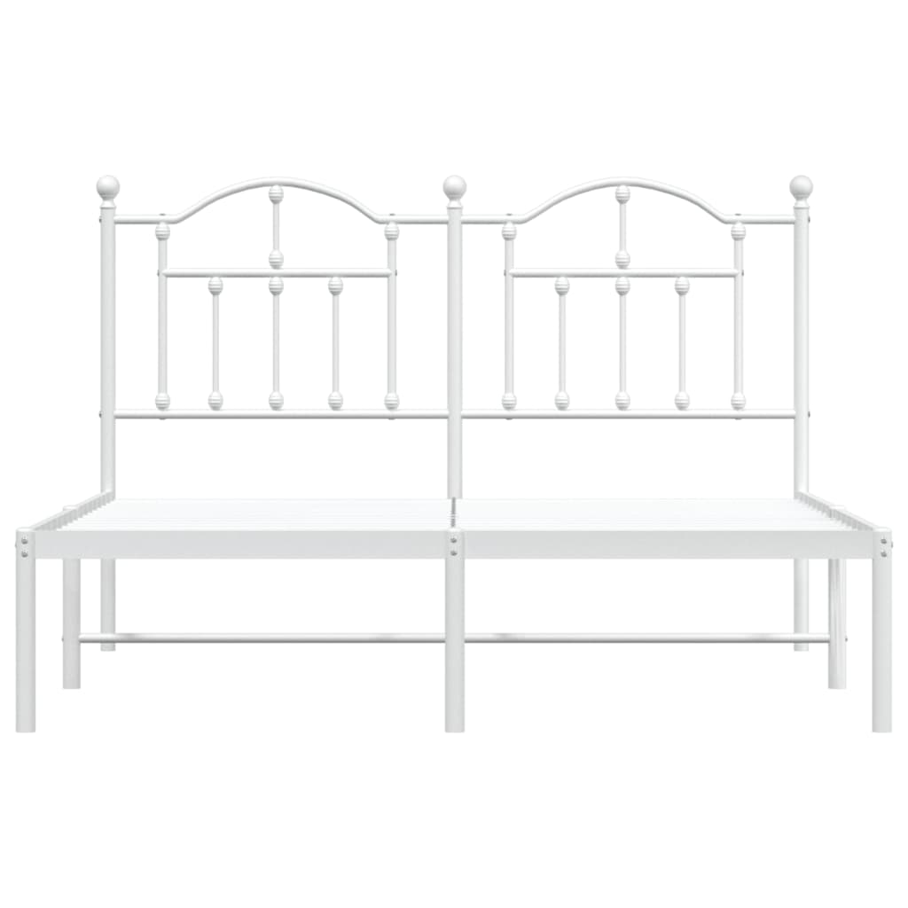 Metal Bed Frame with Headboard White 153x203 cm Queen Size