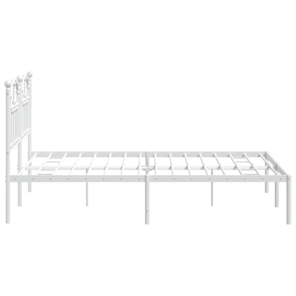 Metal Bed Frame with Headboard White 153x203 cm Queen Size