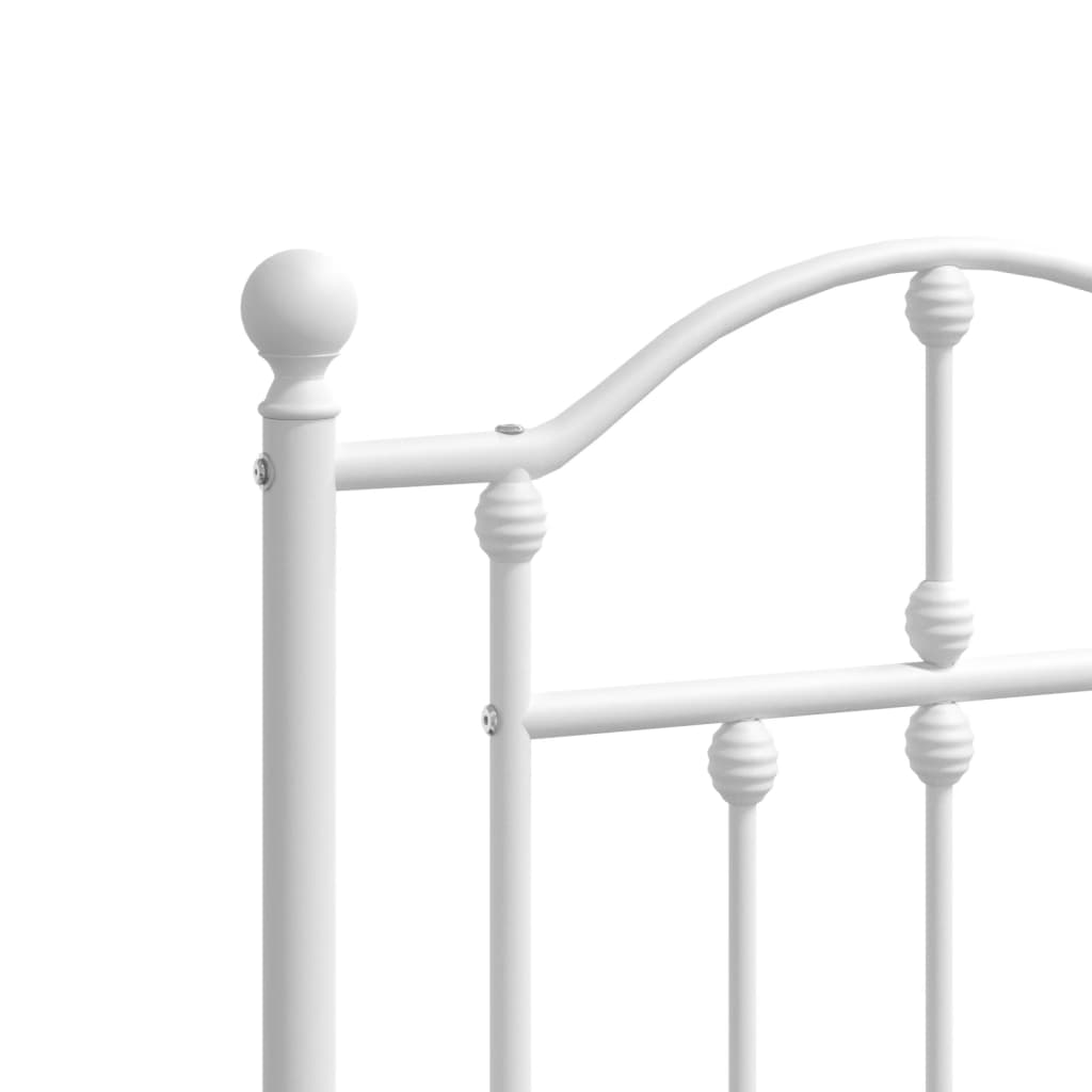 Metal Bed Frame with Headboard White 153x203 cm Queen Size