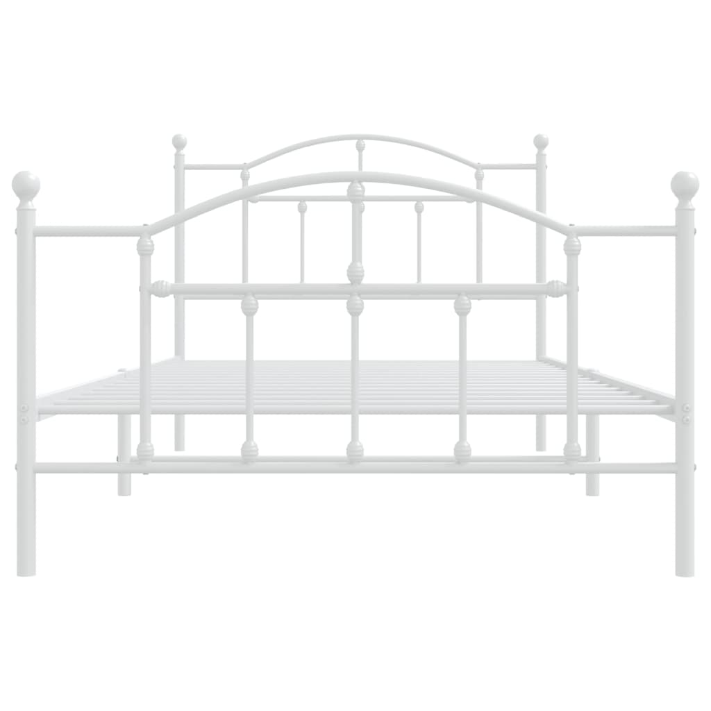 Metal Bed Frame with Headboard and Footboard White 106x203 cm King Single Size